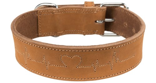 Obojek kožený RUSTIC Heartbeat hnědá