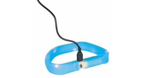 Svítící obojek USB plochý modrá